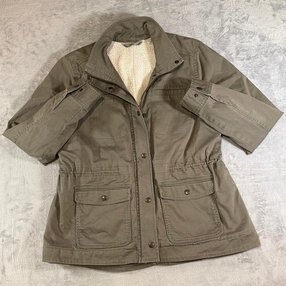 Vintage L.L.Bean Sherpa Lined Military Utility Jacket | Olive | M Petite
